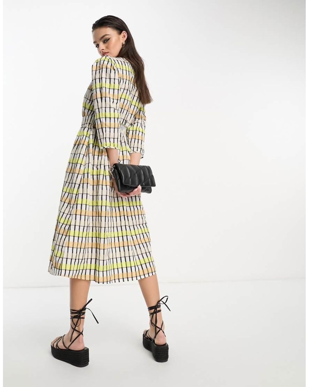 Object Natural Smock Midi Dress