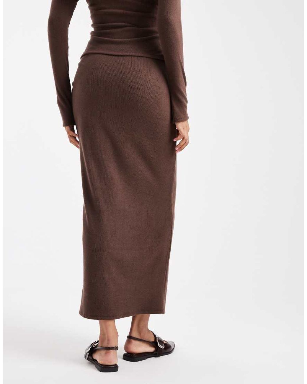 ASOS Brown Asos Design Maternity Ribbed Maxi Skirt