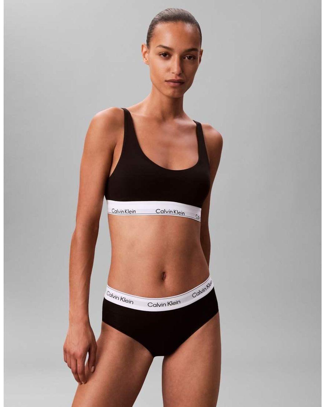 Calvin Klein Black Lightly Lined Icon Cotton Modal Scoop Bralette