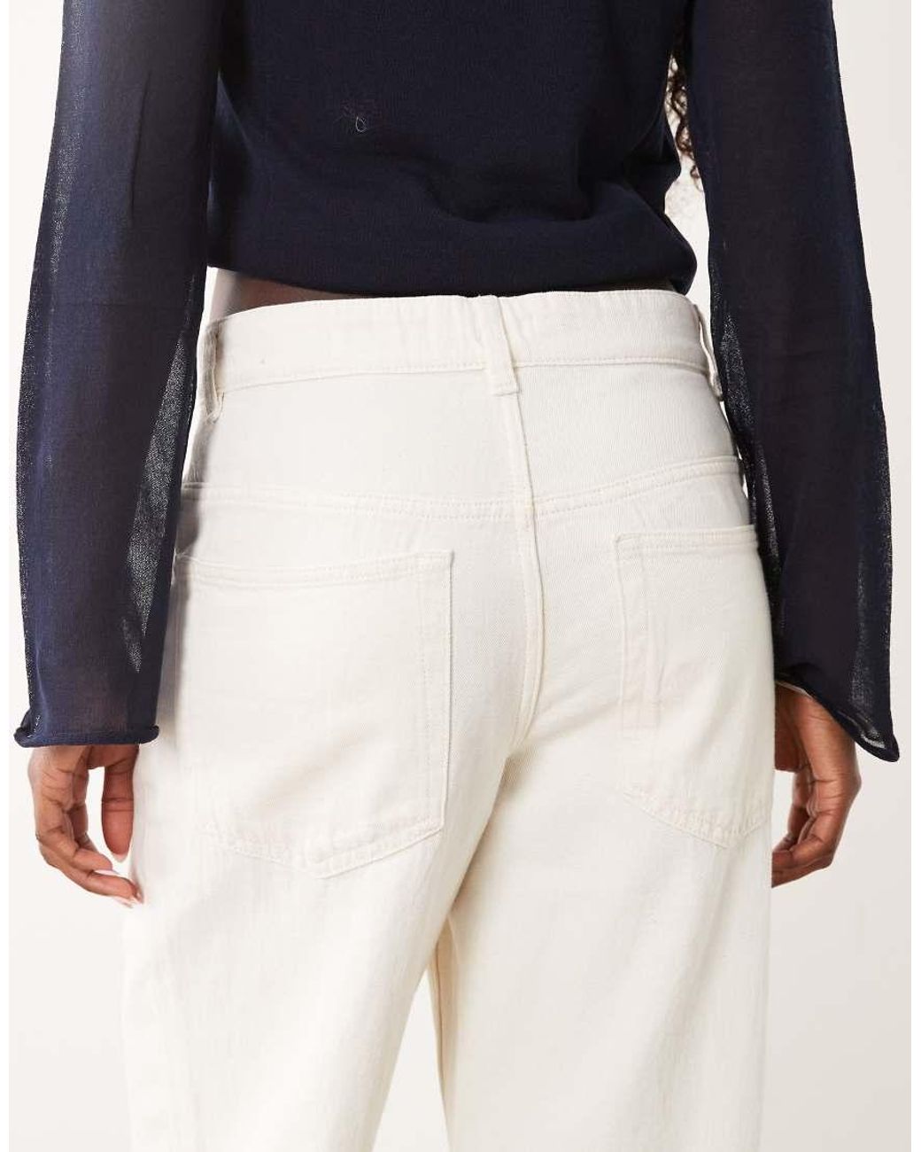 Mango White Relaxed Trouser