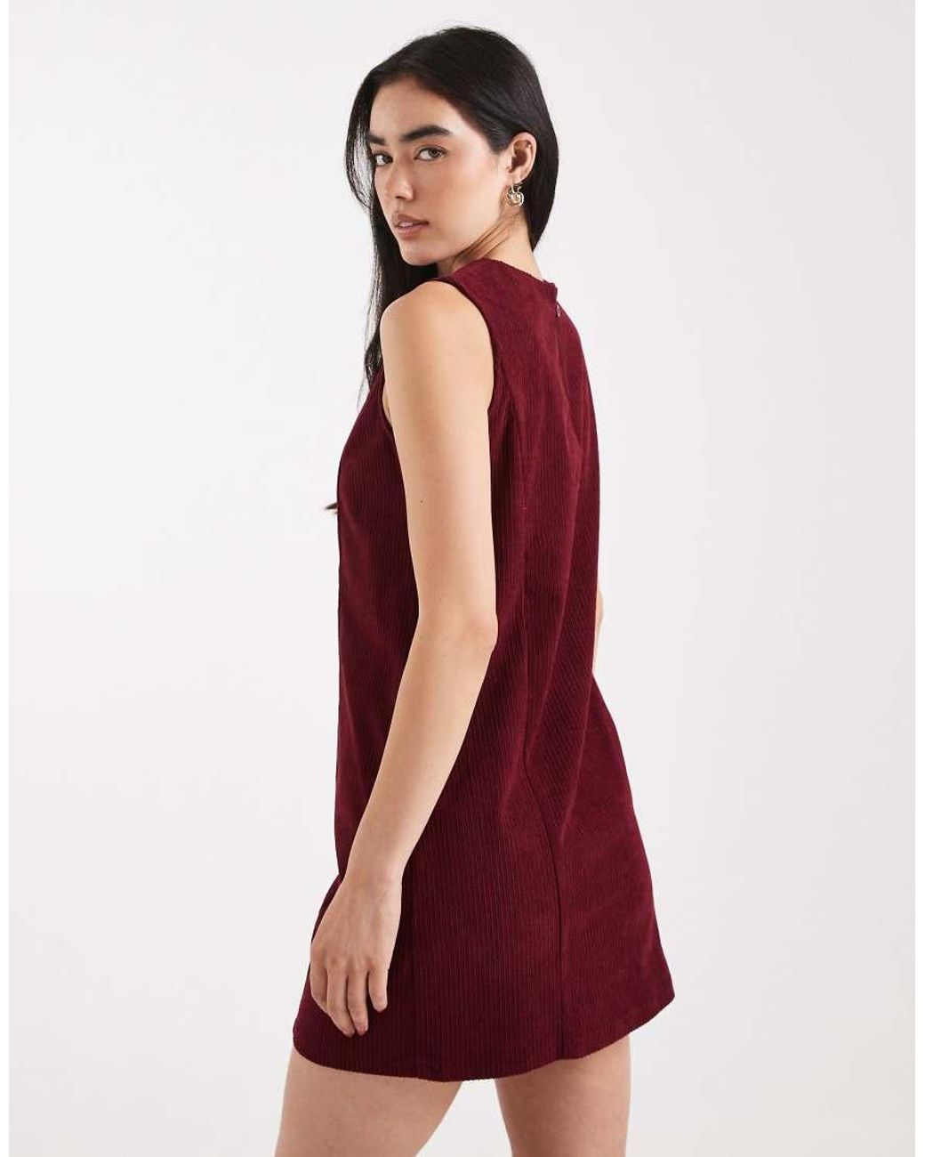 Threadbare Red Cord Sleeveless Mini Dress