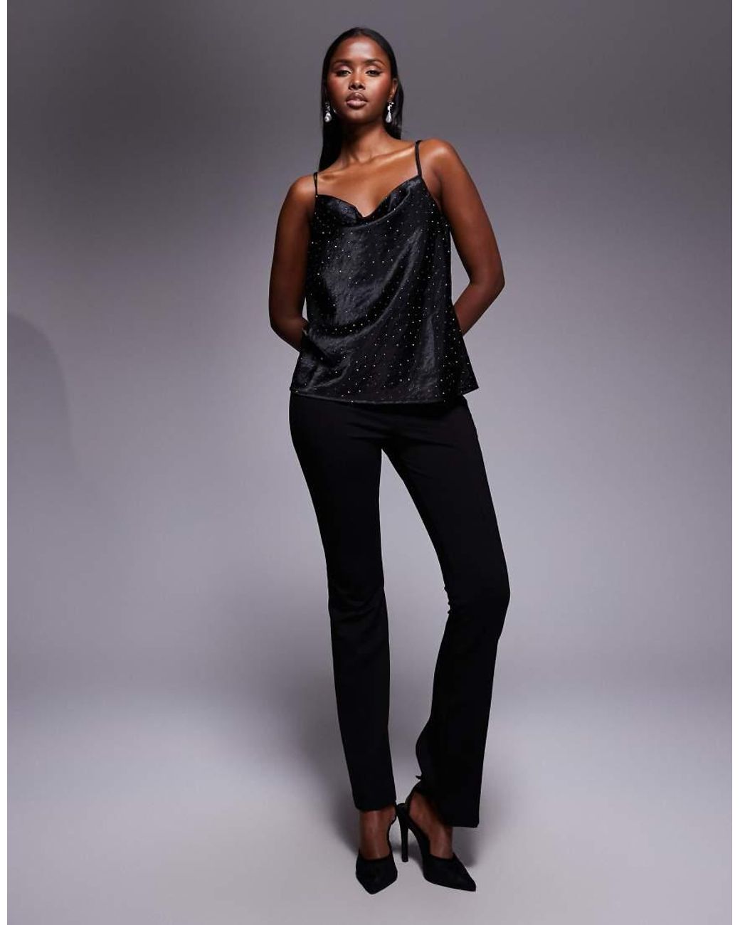 River Island Black Hotfix Detail Cami Top