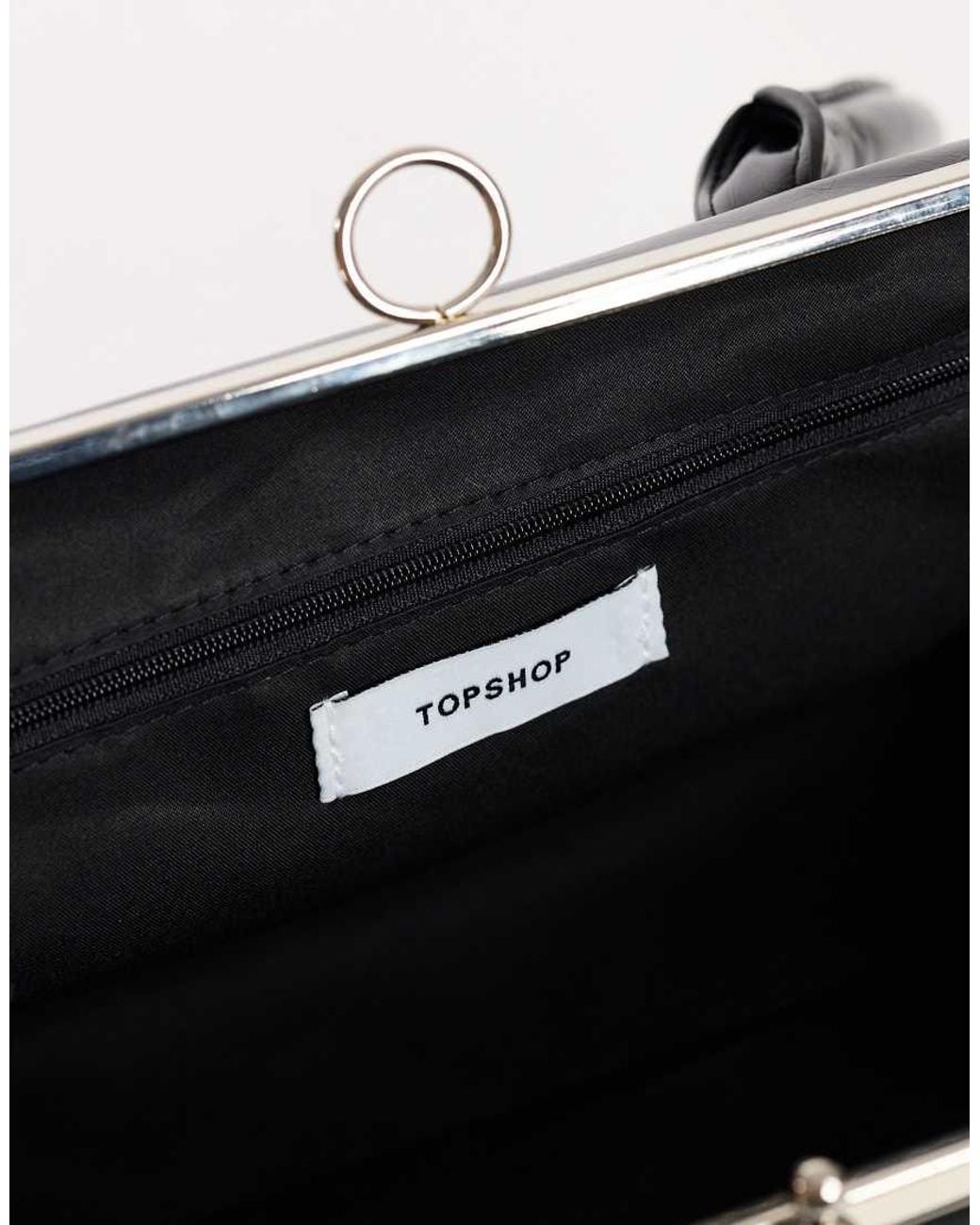 TOPSHOP Black Emma Medium Clasp Shoulder Bag
