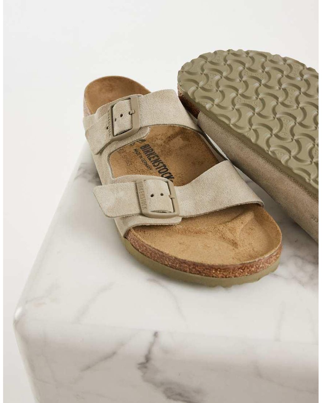 Birkenstock Natural Arizona Suede Sandals