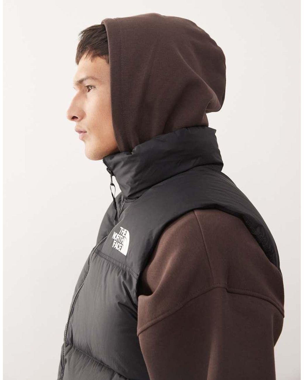 The North Face Gray Retro Nuptse Down Puffer Gilet for men