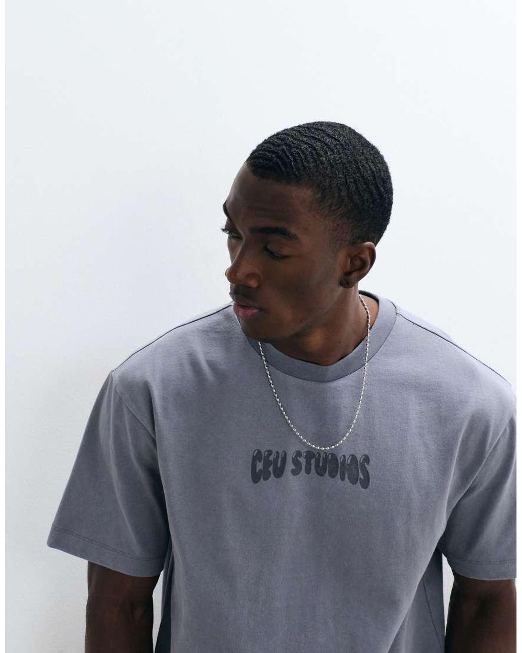 ASOS Gray Relaxed T-shirt With Text Graphic for men