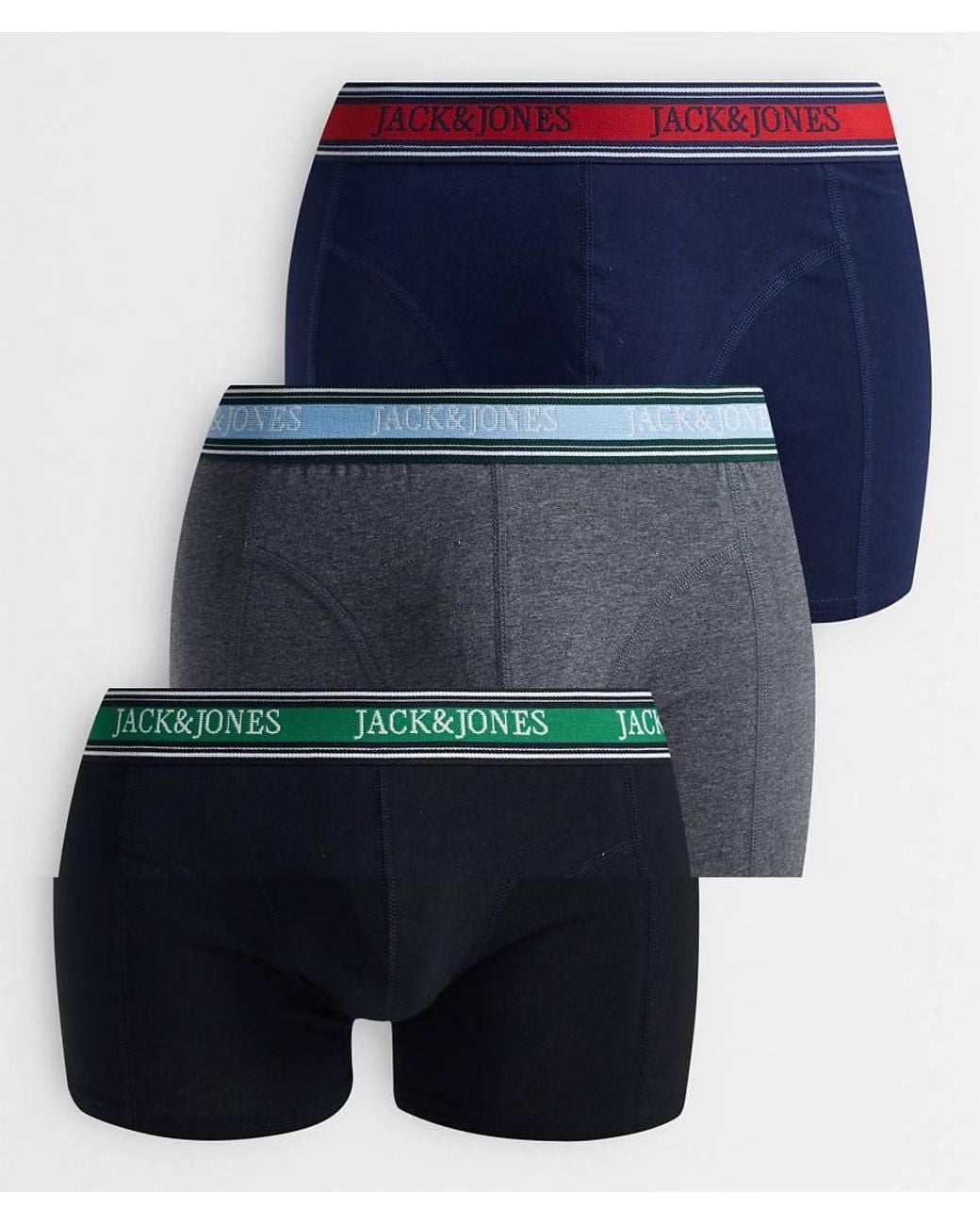 Jack & Jones Blue 3 Pack Of Boxers With Contrast Waistband for men