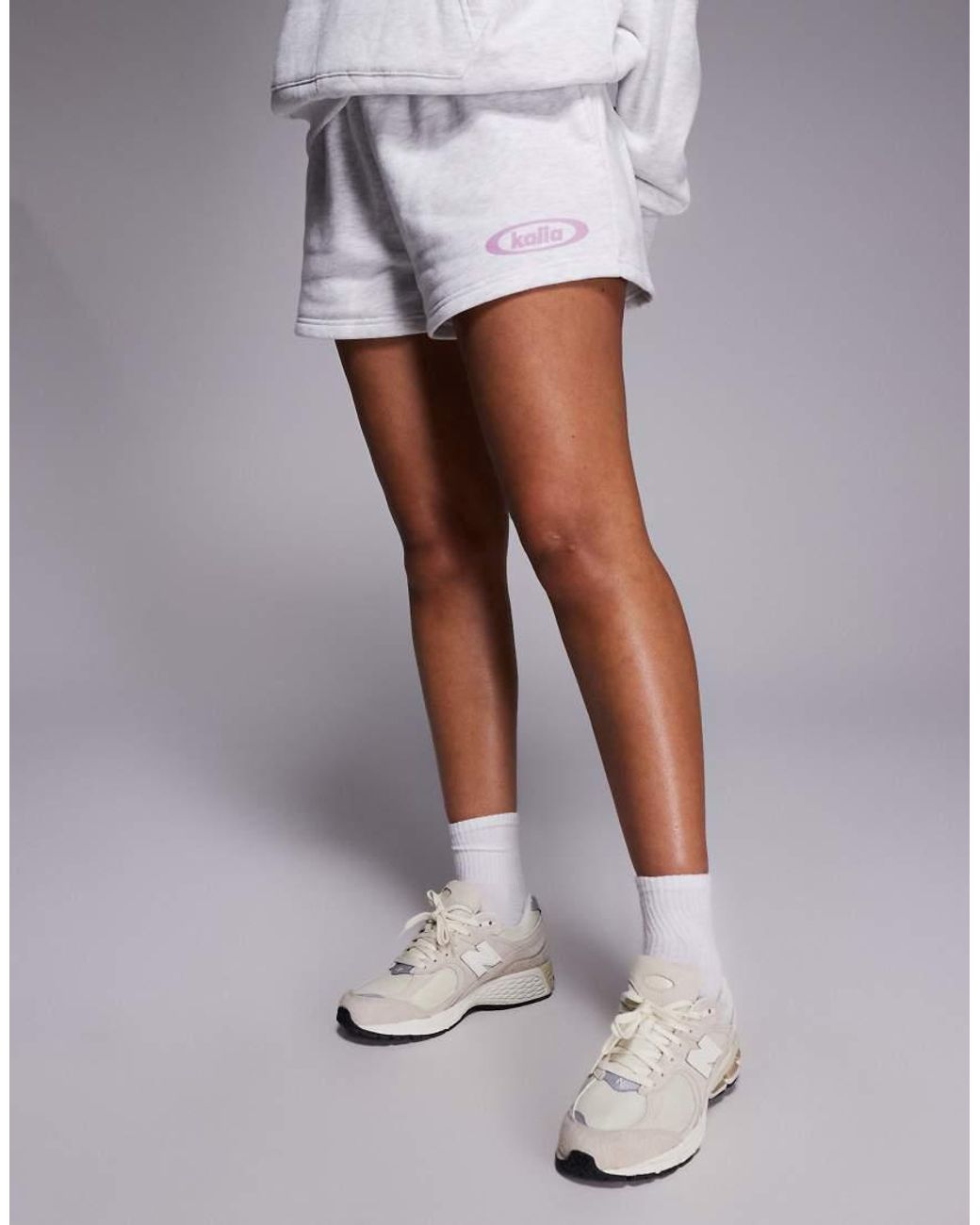 Kaiia Multicolor Studio Cotton Rich Printed Logo Sweat Shorts