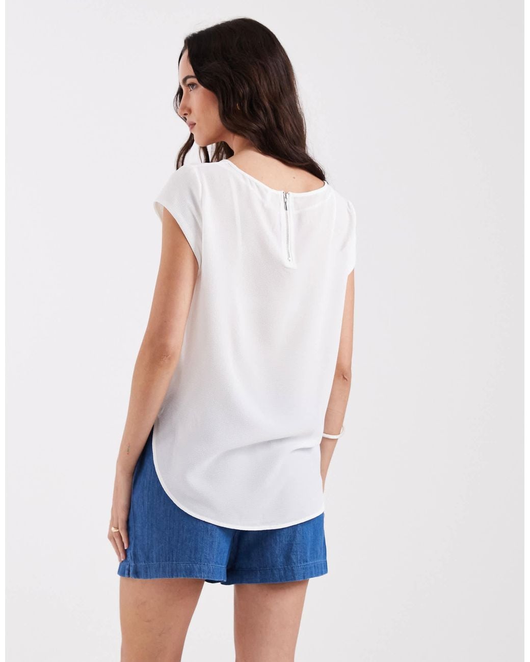 ONLY White Zip Back Blouse