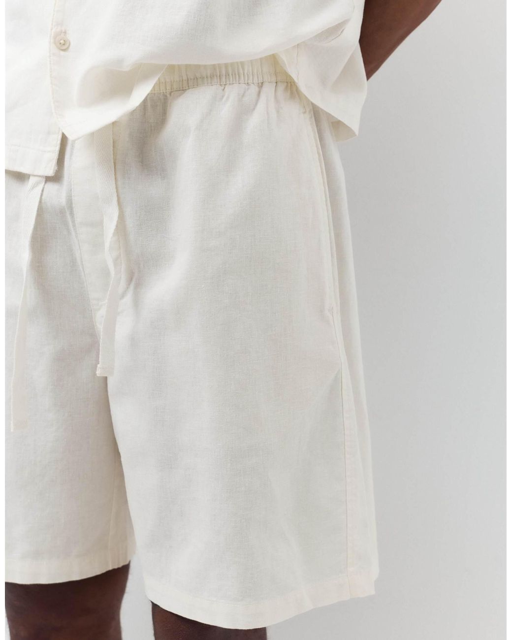 Pull&Bear – shorts aus leinenmix in White für Herren