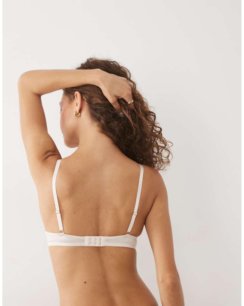 New Look Brown Satin Lace Trim Plunge Bra
