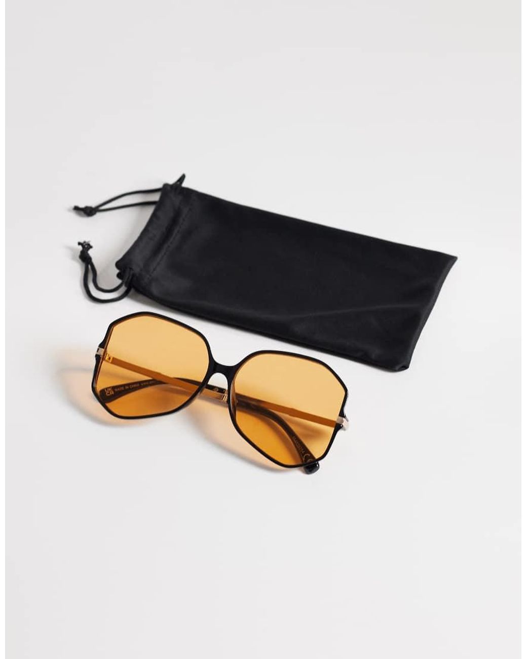 ASOS Natural Skinny Frame Angular 70's Sunglasses With Lenses
