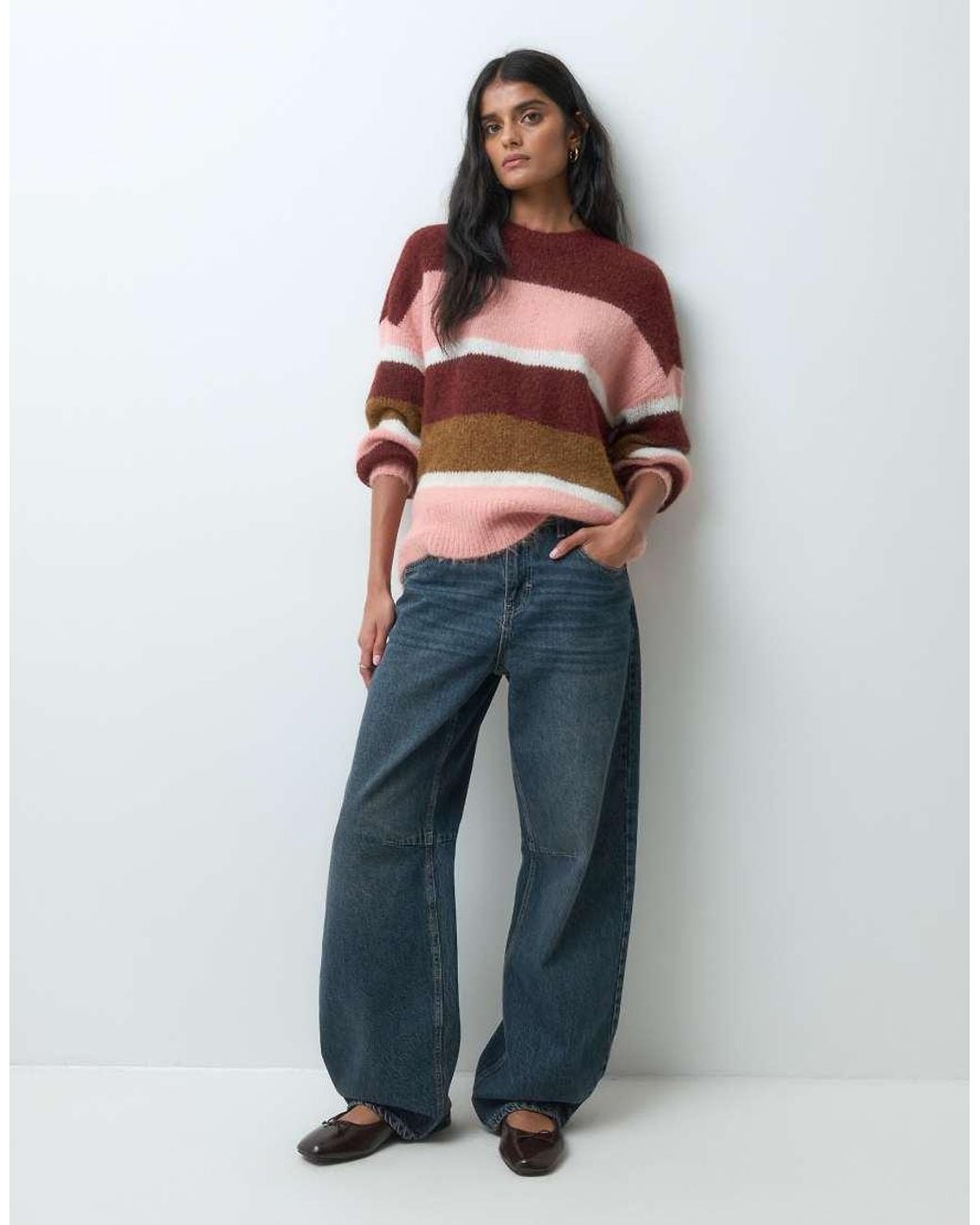 Jdy Blue Fluffy Crew Neck Knit Sweater