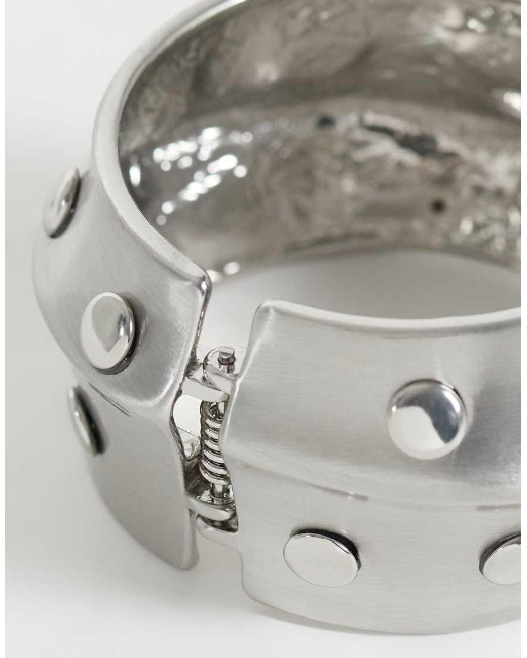 Reclaimed Vintage Gray Cuff Bangle With Stud Detail