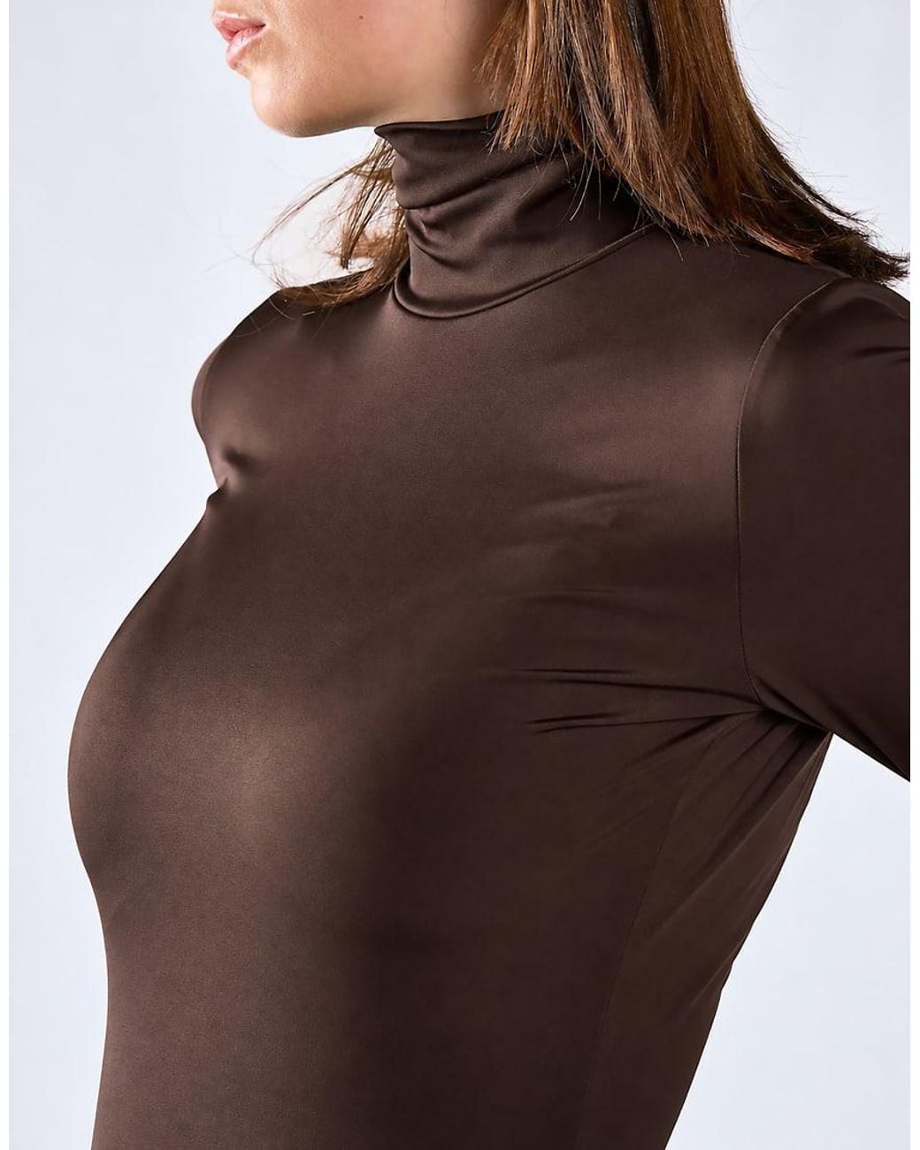 Glamorous Blue High-Neck Long Sleeves Bodysuit