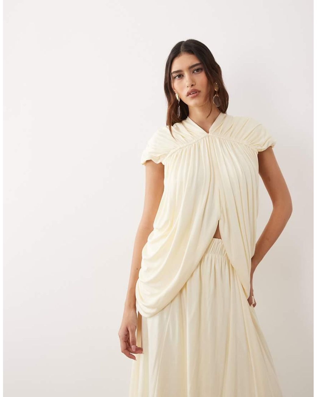 ARRANGE Natural Channel Detail Longline Draped Top