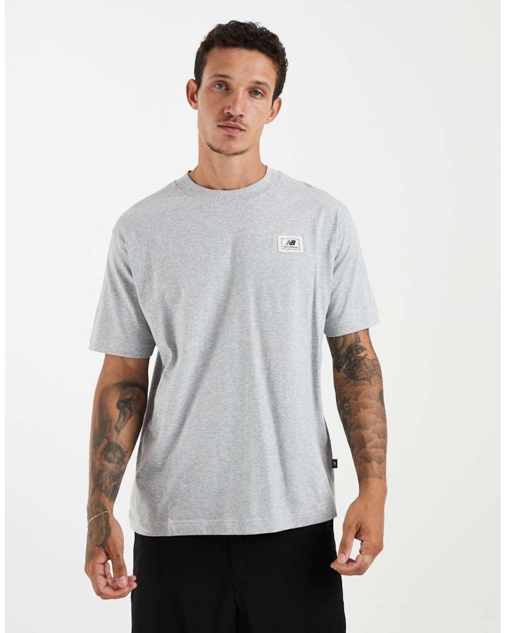 New Balance Gray Woven Label T-shirt for men