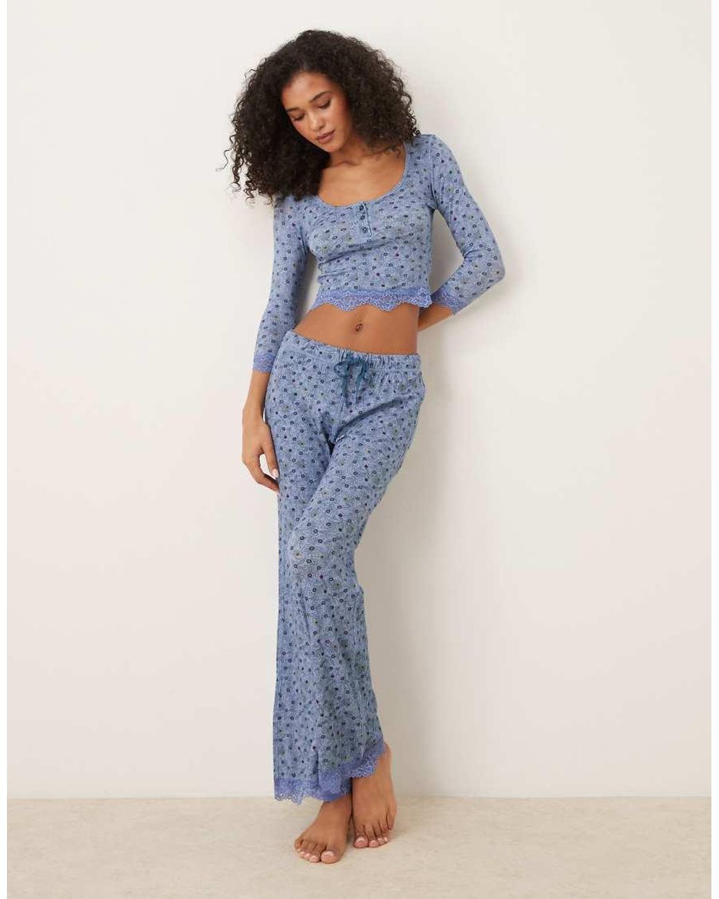 Free People Blue Stolen Dance Ditsy Print Sleep Set