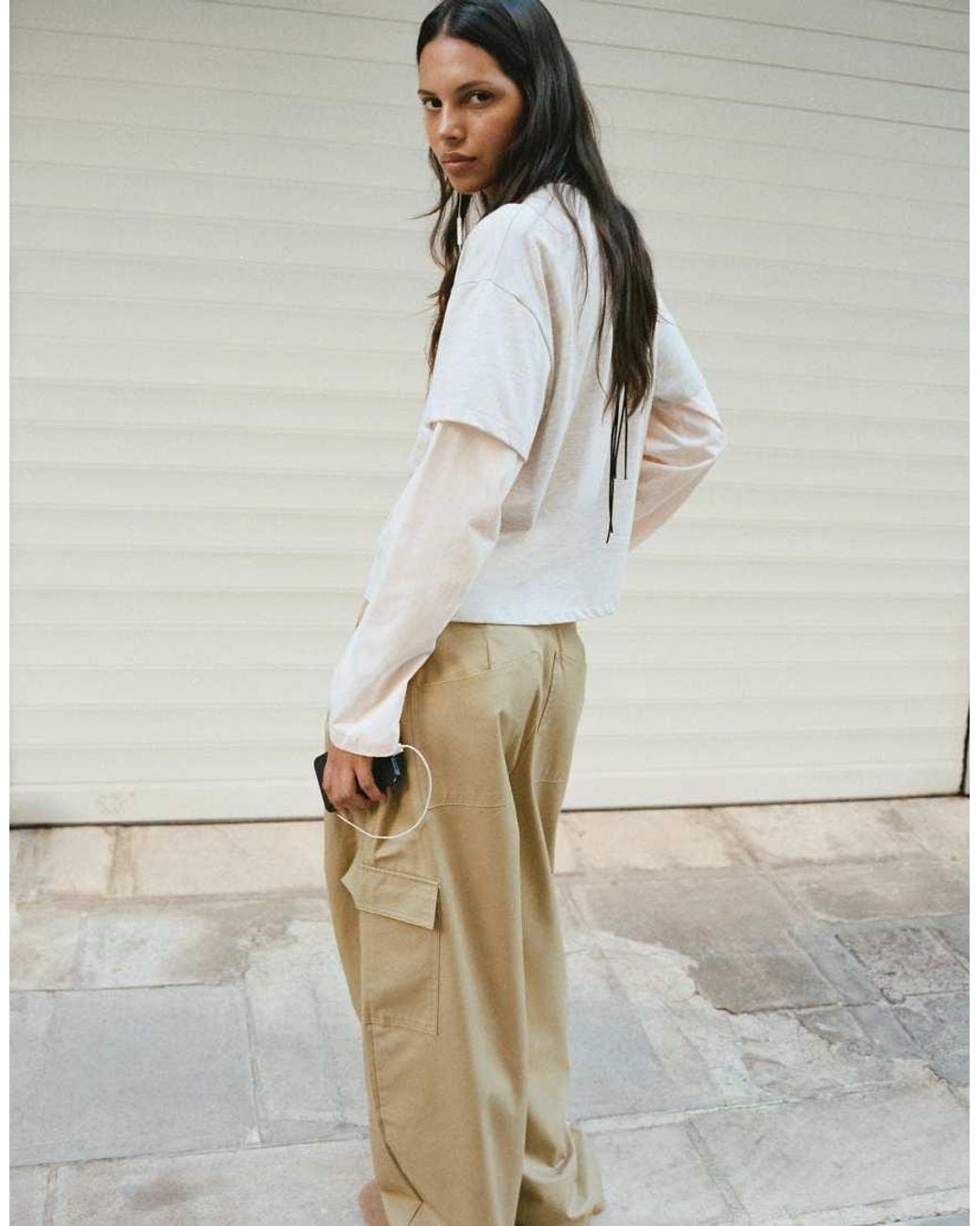Pull&Bear Cargobroek Met Riem in het Gray
