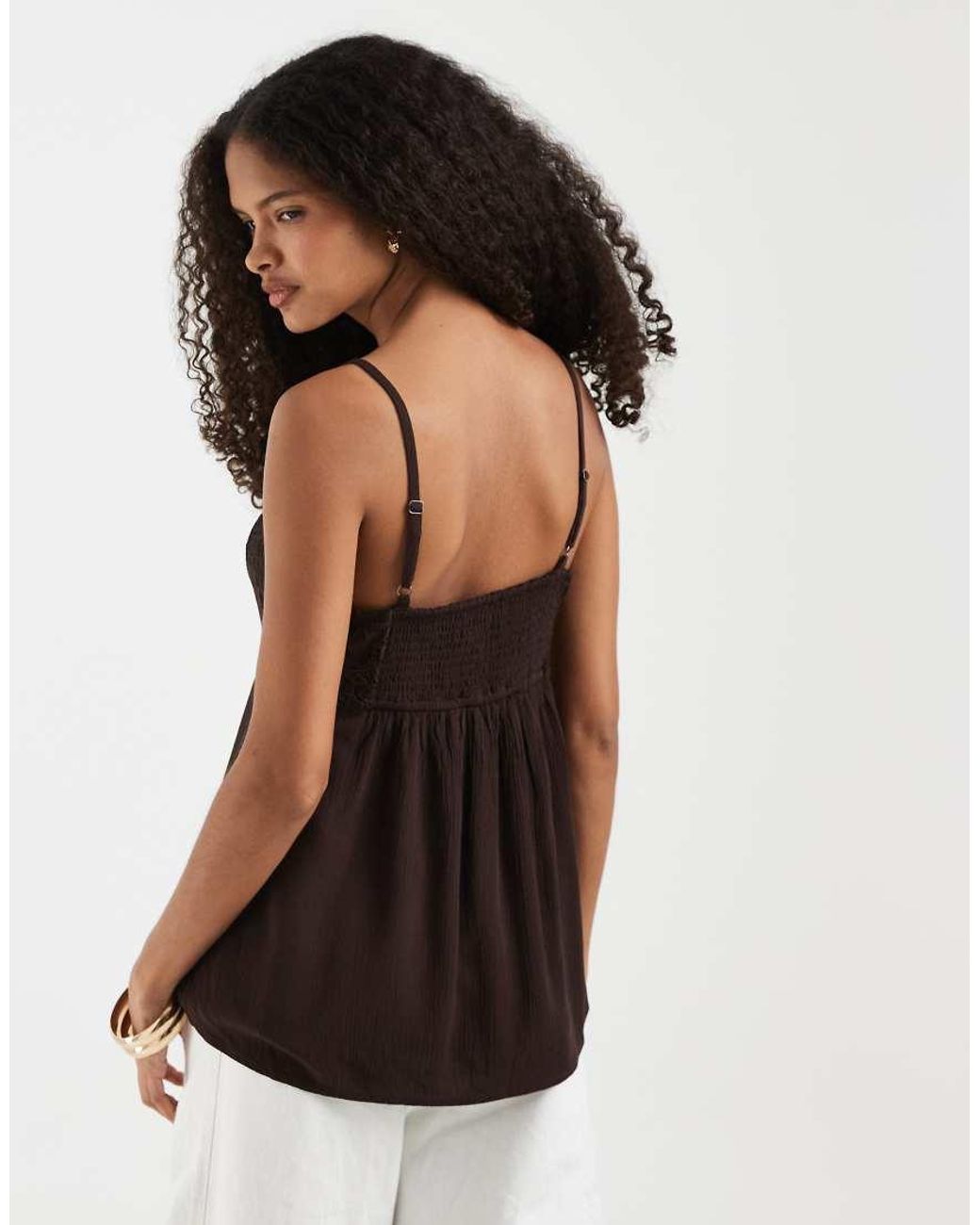 Hollister Black V Neck Lace Godet Babydoll Cami Top