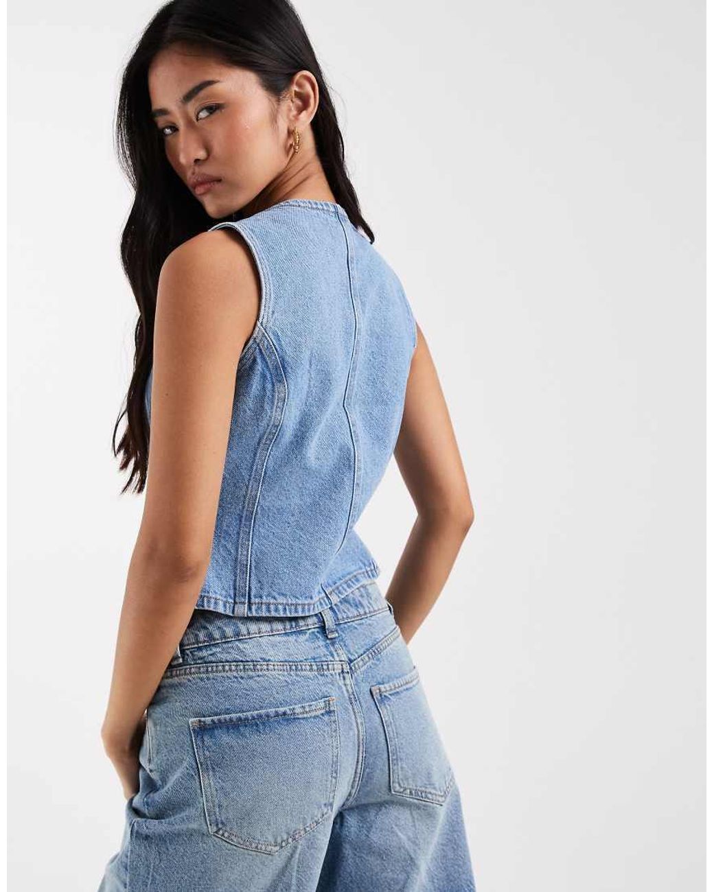 New Look Blue Denim Waistcoat