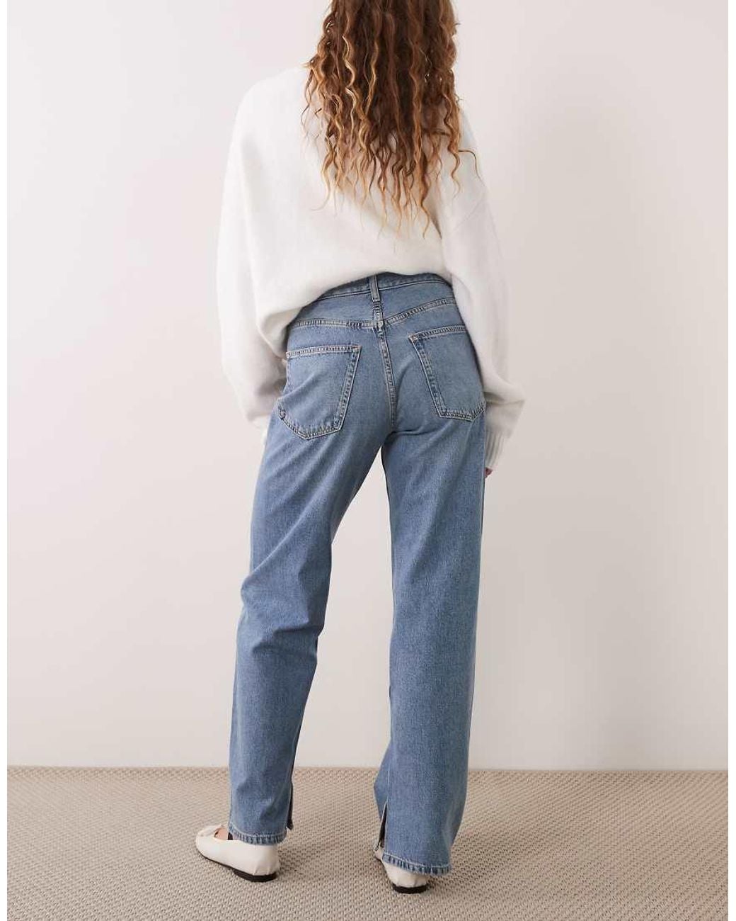 ARKET Blue Relaxed Boyfriend Jeans With Small Split