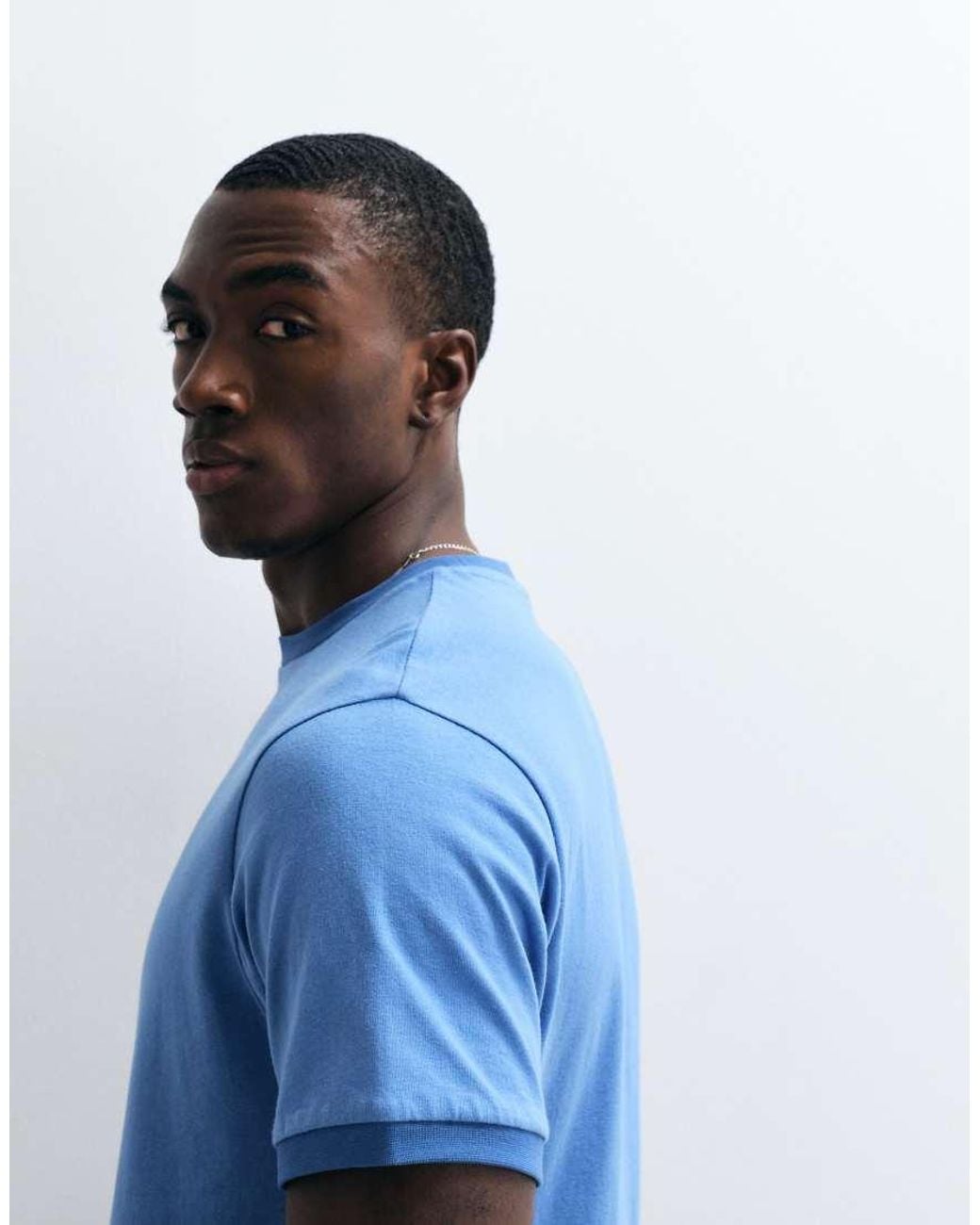 ASOS Blue Heavyweight Boxy Regular Fit T-shirt With Tonal Ringer for men