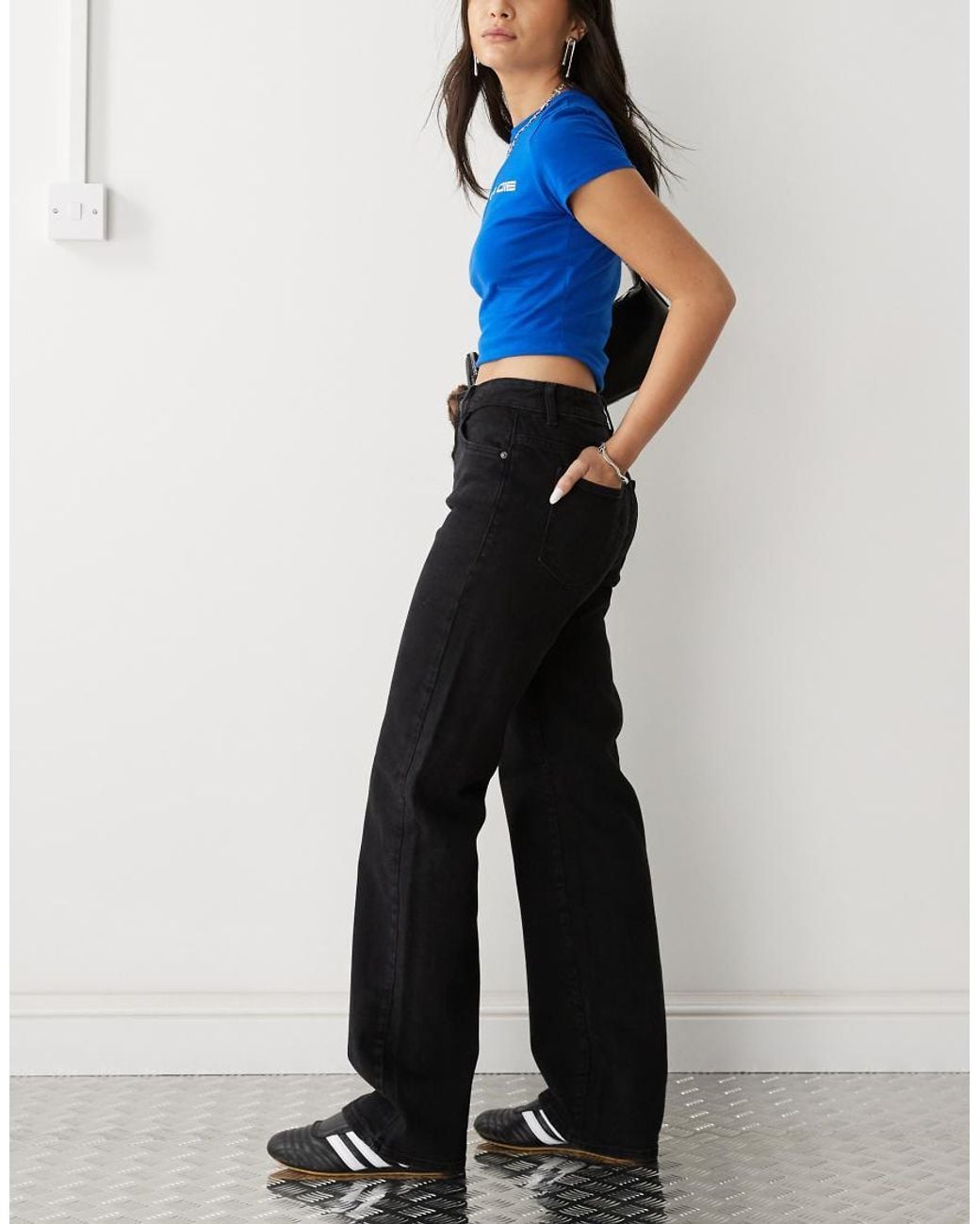 Noisy May Black Yolanda Mid Rise Straight Leg Jeans