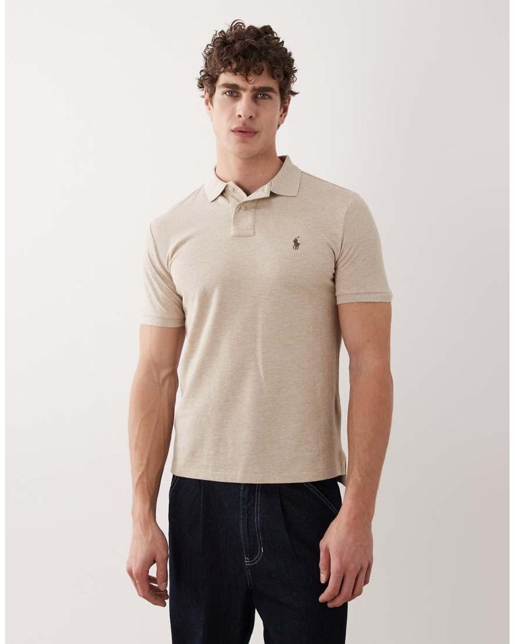 Polo Ralph Lauren Natural Icon Logo Custom Slim Fit Pique Polo for men
