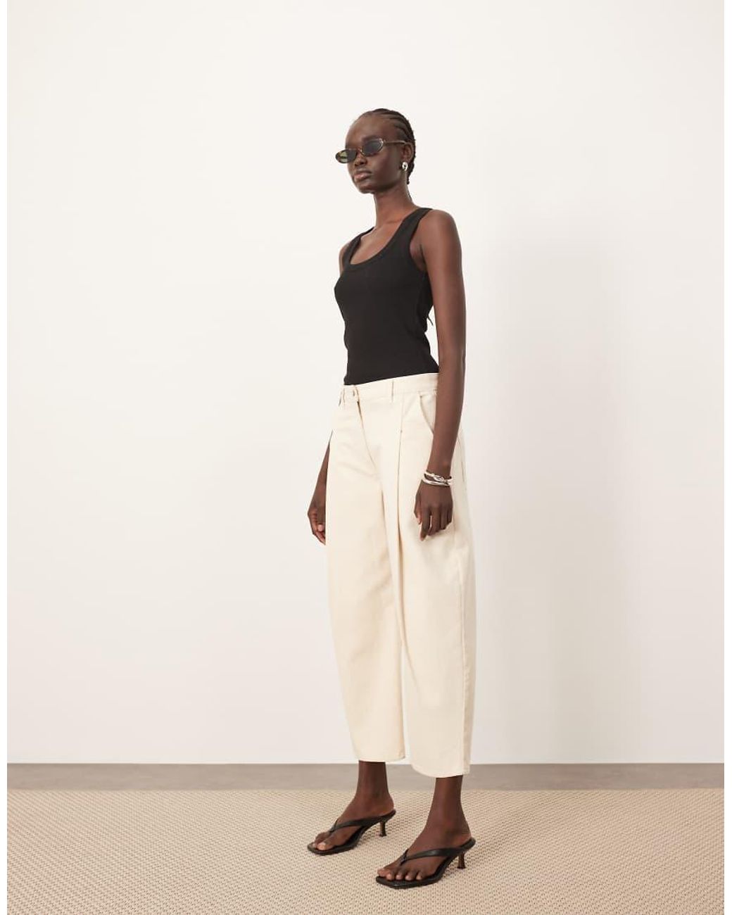ARRANGE Natural Rumi Pleat Detail Barrel Denim Jean