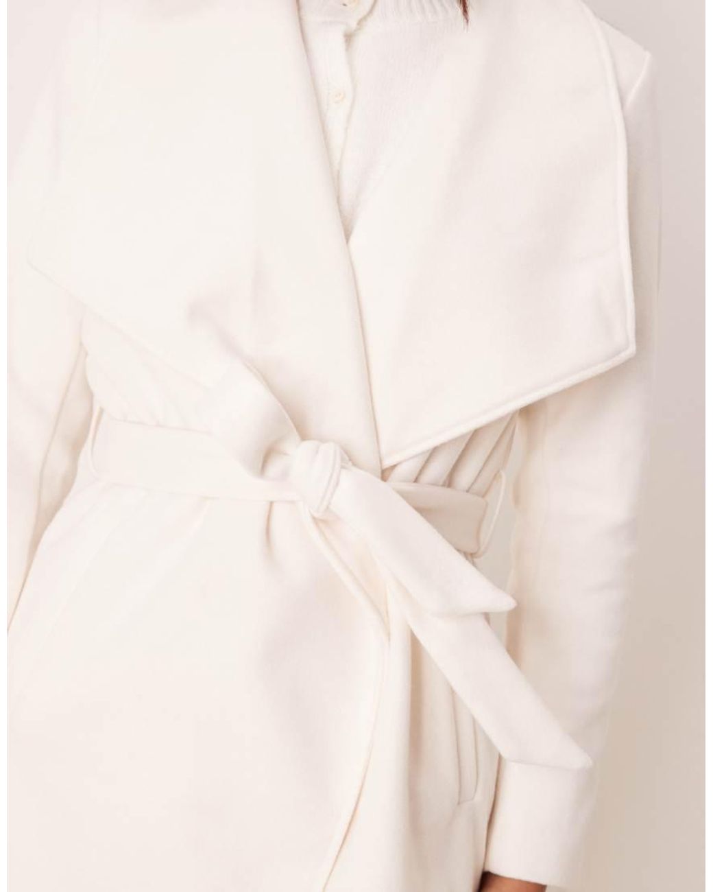 Vila White Waterfall Belted Coat