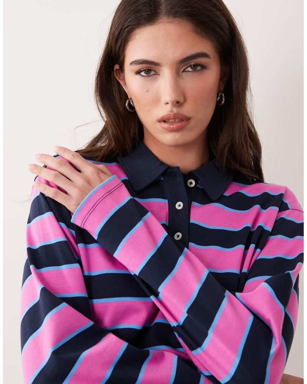 Vila Purple Oversized Rugby Polo