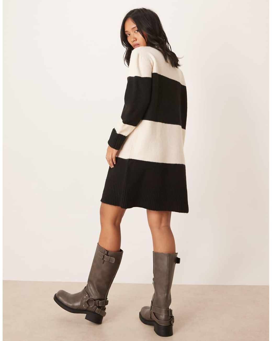 Vila Black Colour Blocking Knitted Mini Dress