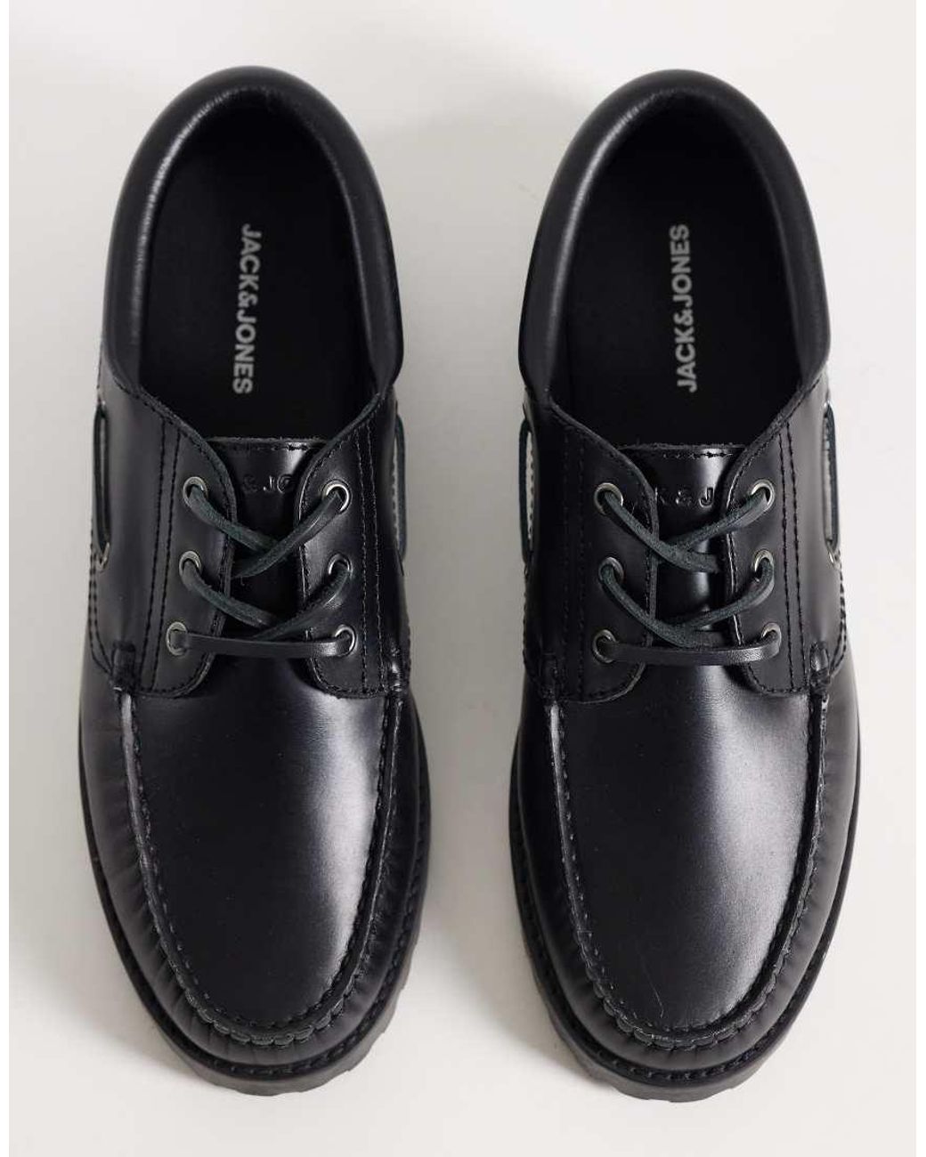 Jack & Jones Blue Leather Boat Shoes for men