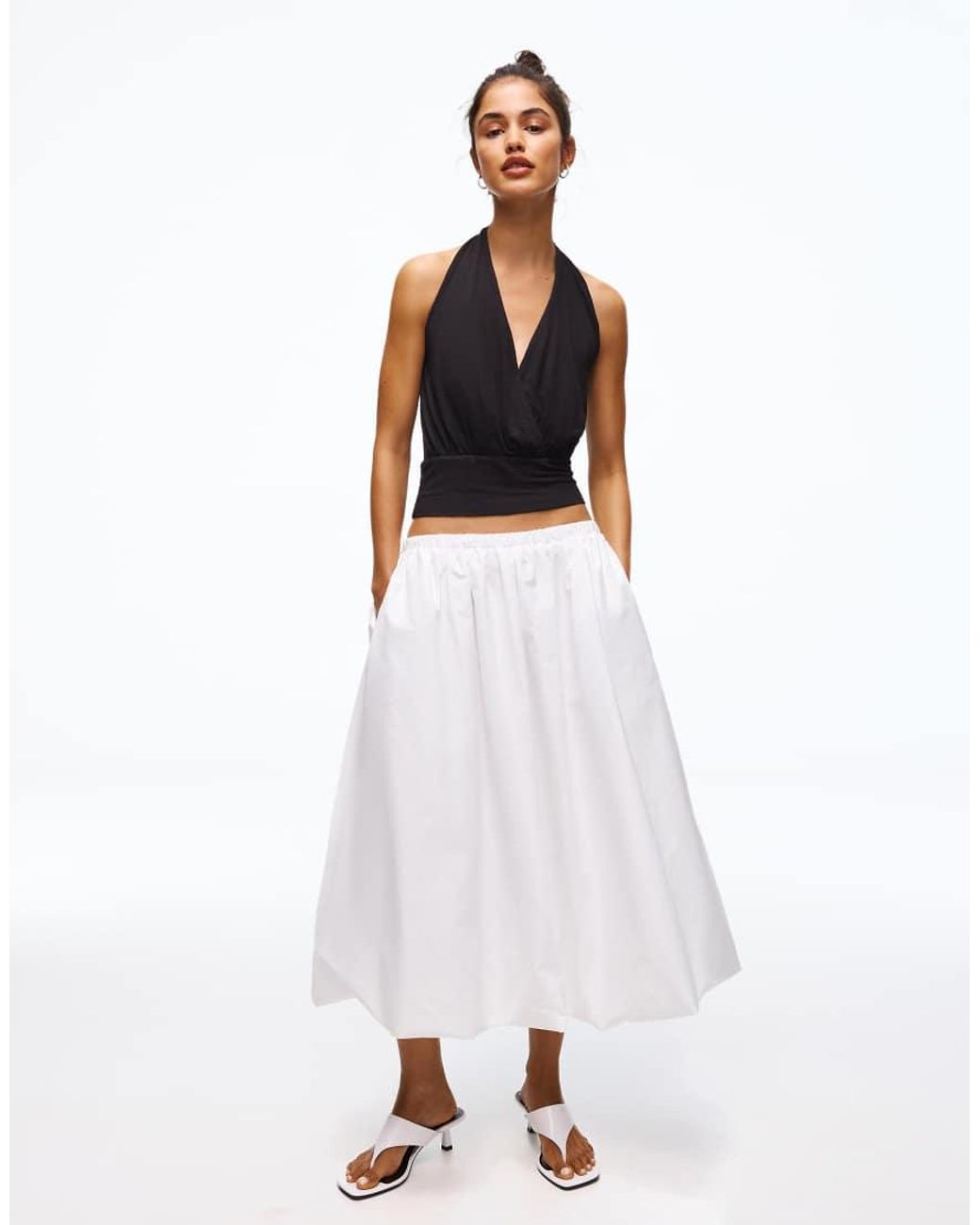 Bershka Blue Crossover Ruched Cummerbund Top