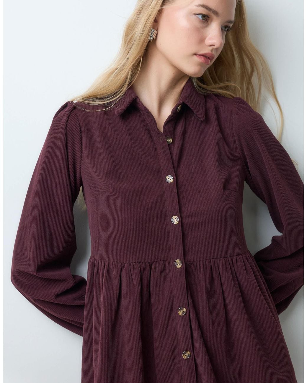 Threadbare Purple Button Through Mini Dress