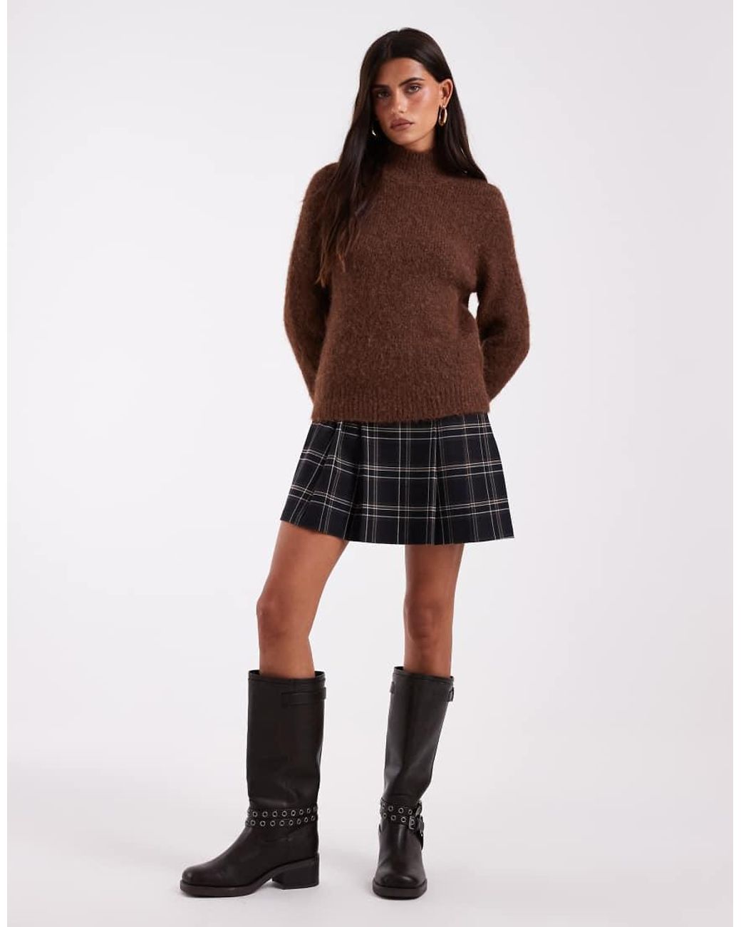 Vero Moda Brown Oversized High Neck Soft Knit Jumper