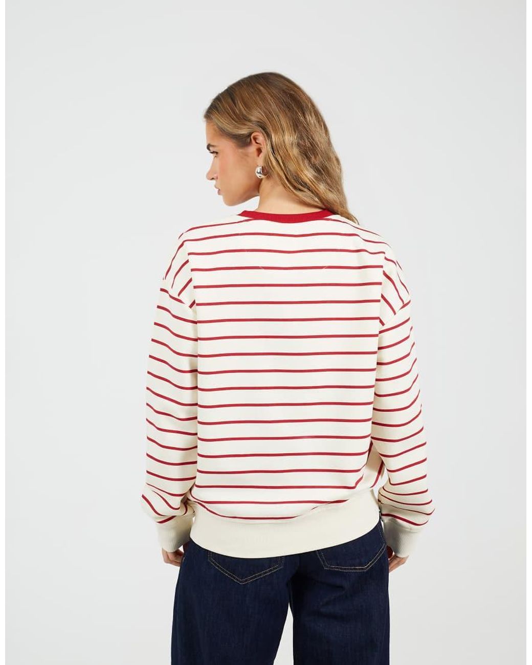 Brave Soul Red Classic Stripe Crew Neck Sweatshirt