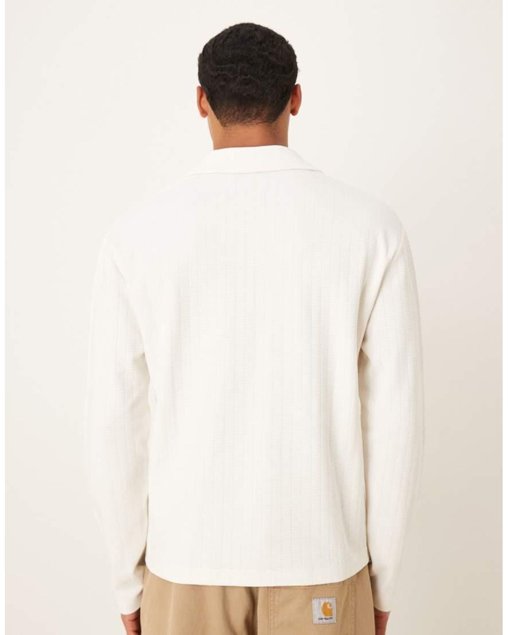 ASOS White Relaxed Long Sleeve Polo for men