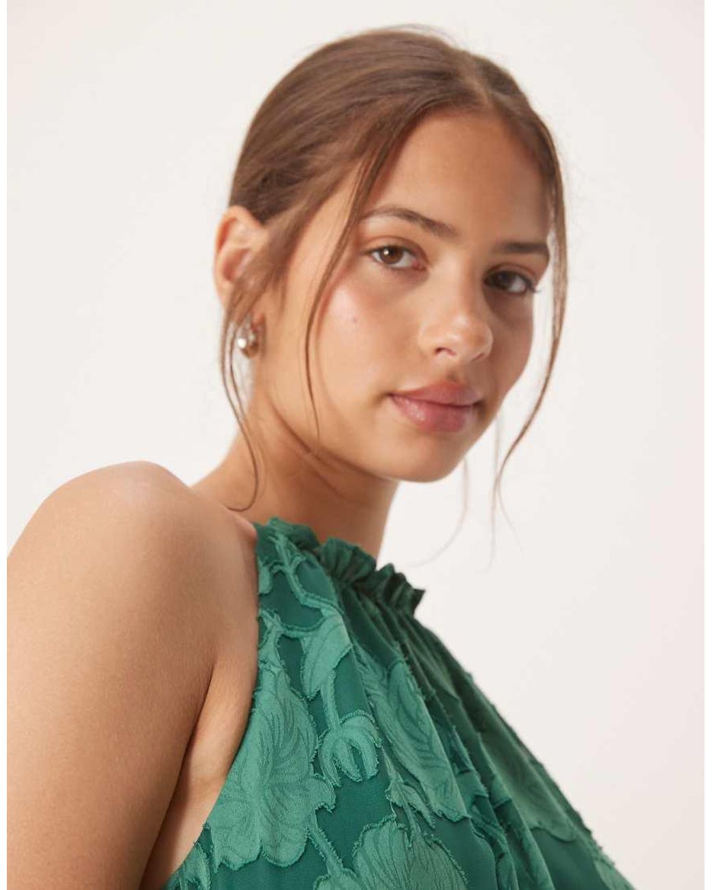 ANAYA Green Frill Halter Neck Maxi Dress