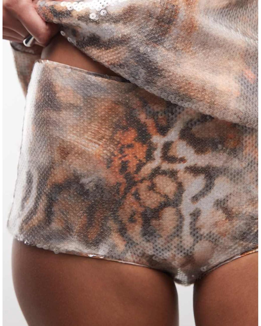 AFRM Multicolor Rose Sequin Mesh Hot Pants