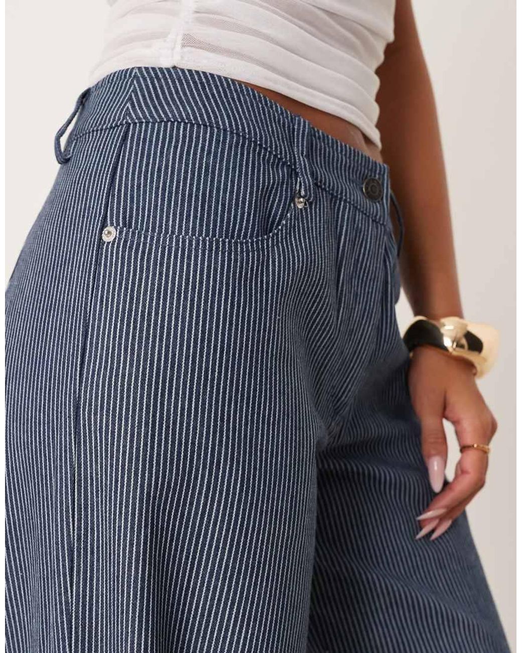 Motel Blue Roomy Extra Wide Leg Trousers