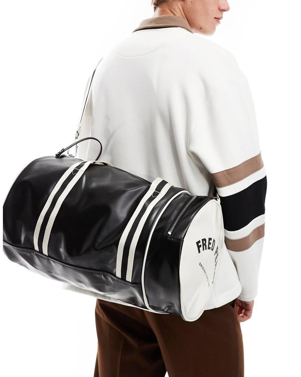 Fred Perry Black Classic Barrel Bag for men