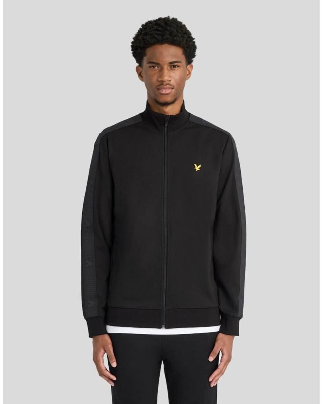 Lyle & Scott Black Mid Layers Padel Taped Track Jacket for men