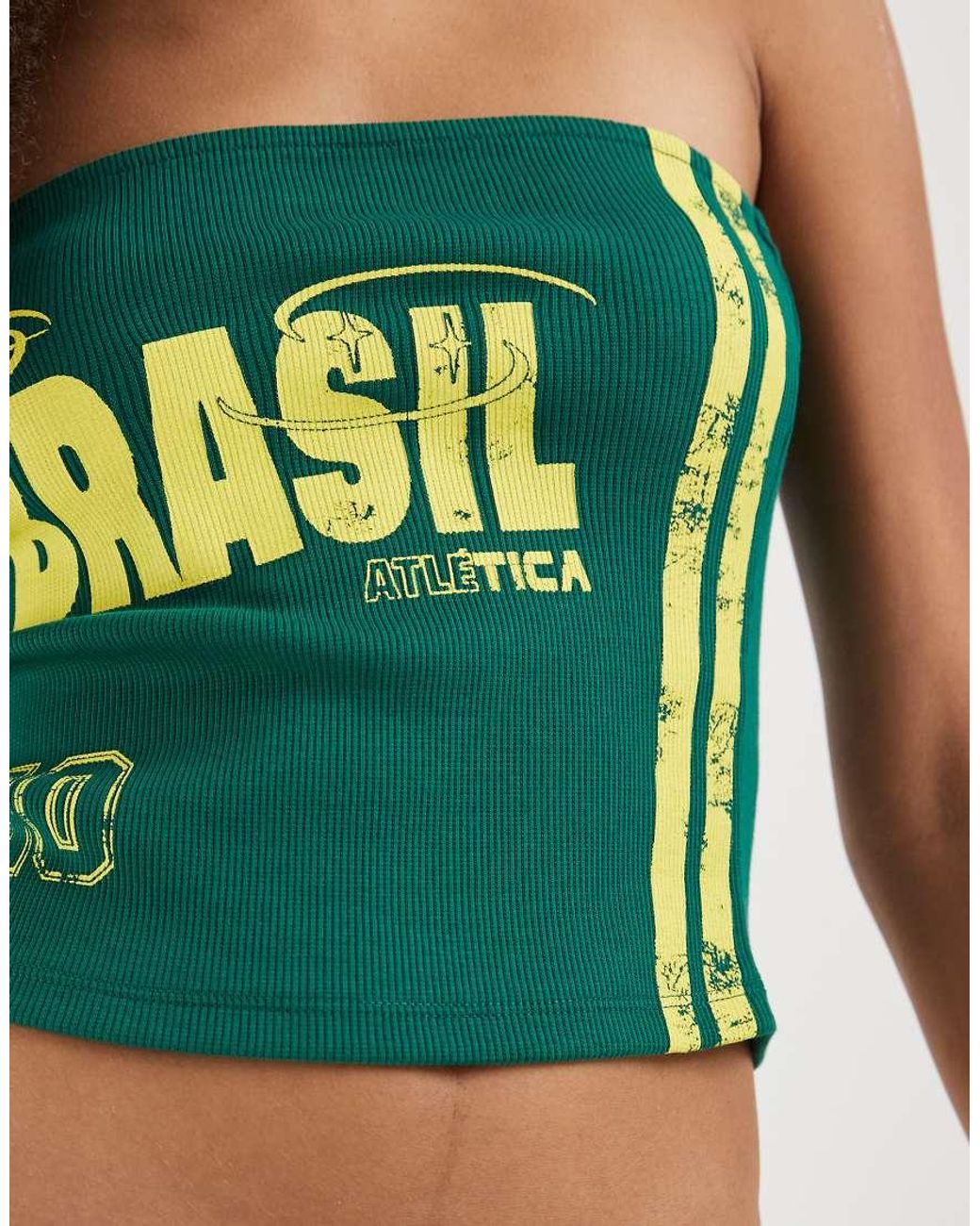 JJXX Green Brazil Ribbed Bandeau Top