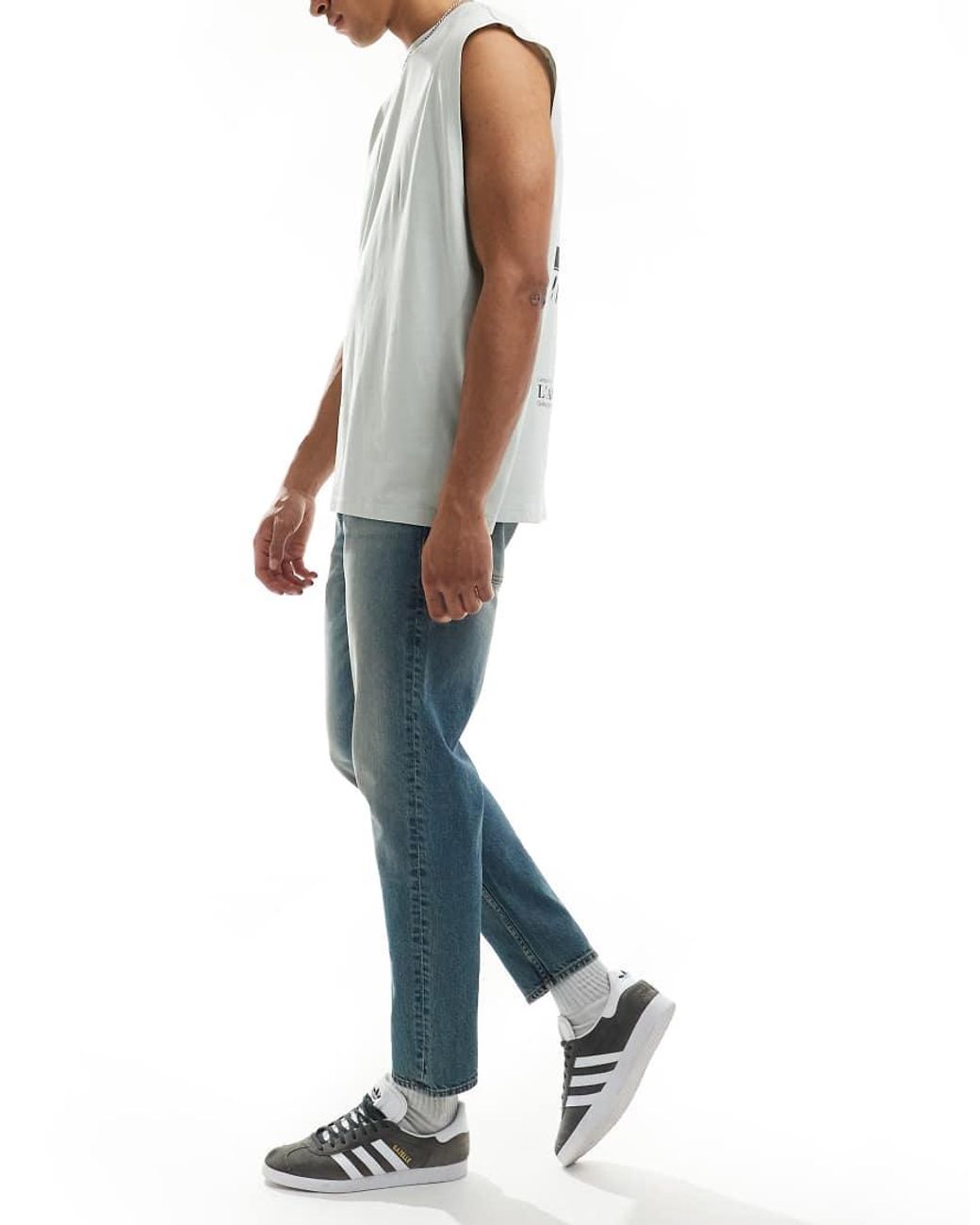 ASOS Blue Tapered Fit Jeans With Tint for men
