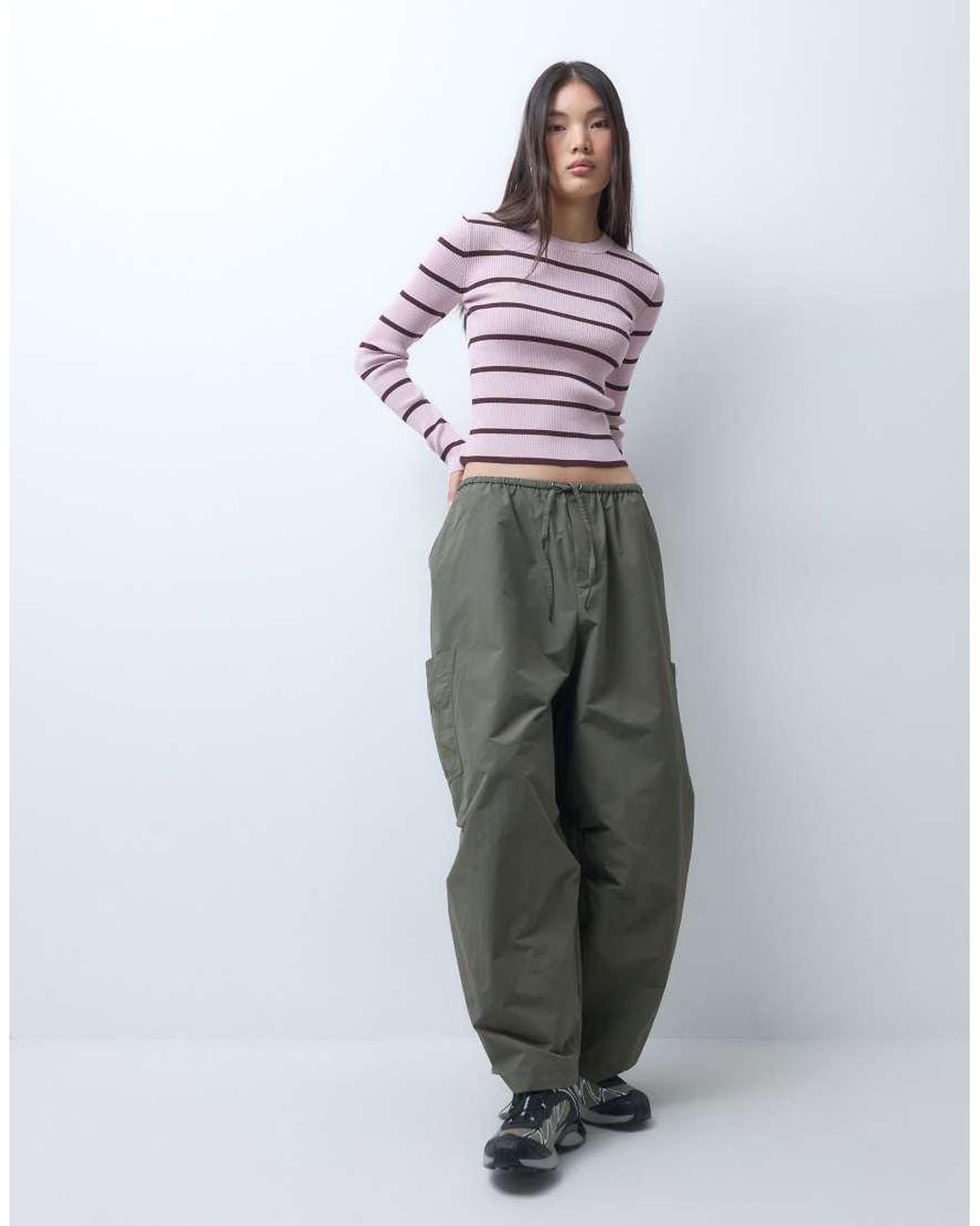 Monki Purple Long Sleeve Rib Knit Top