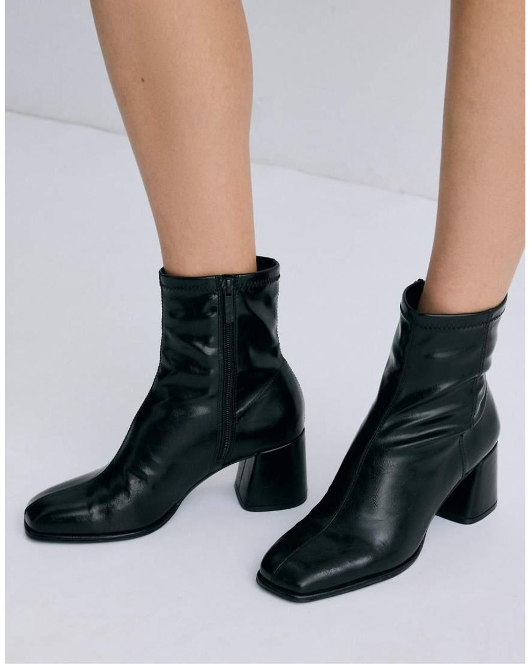 Stradivarius Black Basic Mid-heel Ankle Boots