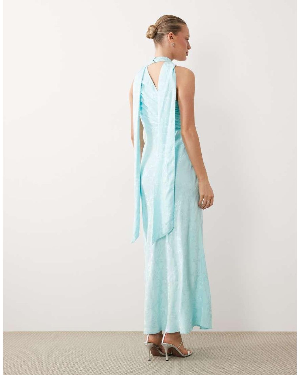Nobody's Child Blue Nobodys Child Occasion Oceane Satin Jacquard Maxi Dress