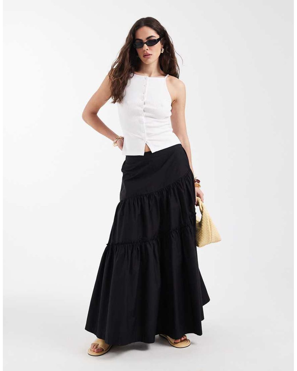 New Look Black Button Through Strappy Top